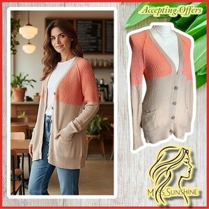 American Eagle Outfitters - Sz XS - sweater jacket peach tan with pockets